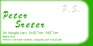 peter sreter business card